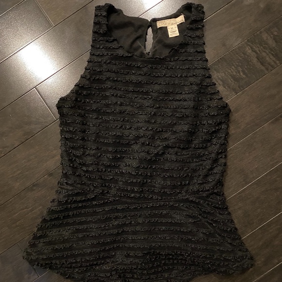 Derek Heart Textured Black Peplum Top - Picture 1 of 7